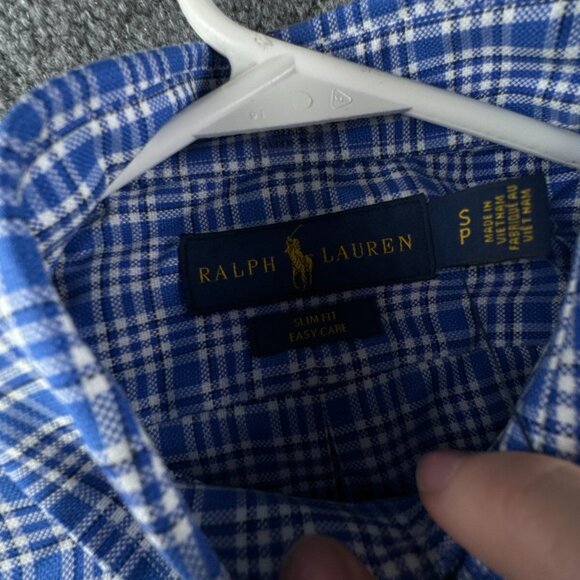 NWT Ralph Lauren Button Up Shirt Long Sleeve Slim Fit Blue Plaid Small Men - Picture 10 of 15